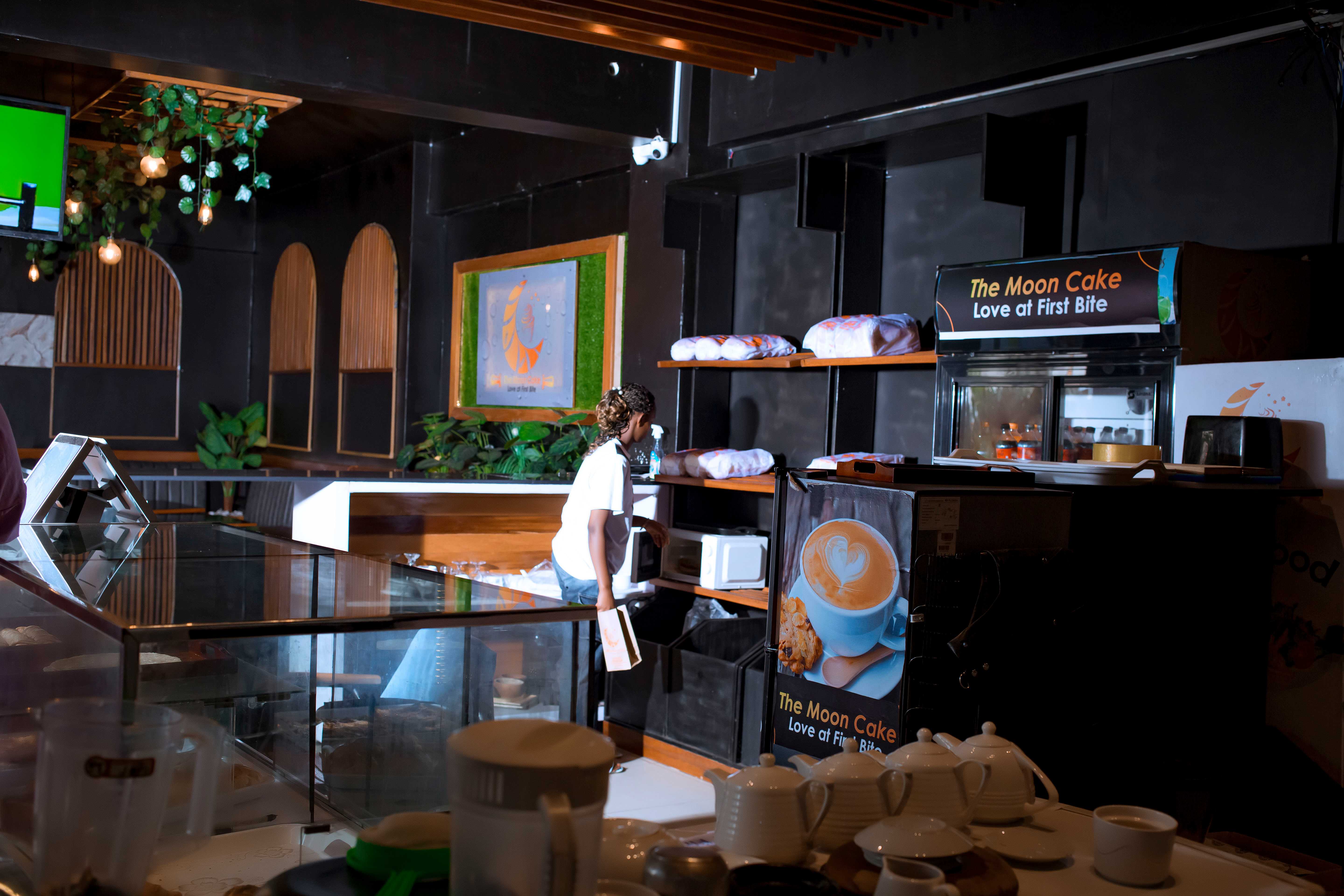 The Moon Coffee Shop interior with comfortable seating